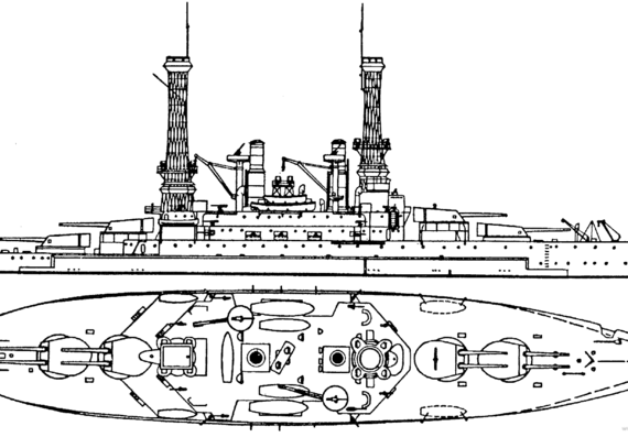 Корабль USS BB-26 South Carolina [Battleship] (1918) - чертежи, габариты, рисунки